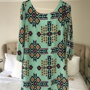 Mint tribal print shift dress